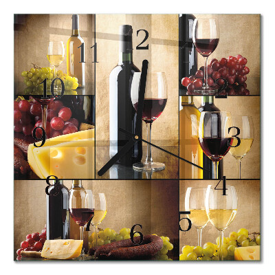 Quadratische wanduhr Eine Flasche Wein