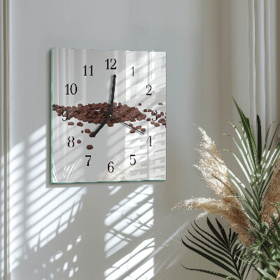 Quadratische wanduhr Kaffeebohnen
