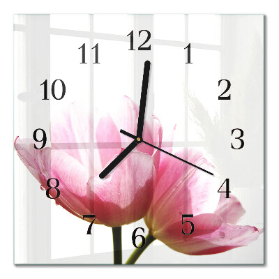 Moderne wanduhr quadratisch Tulpen