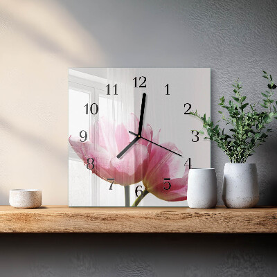 Moderne wanduhr quadratisch Tulpen