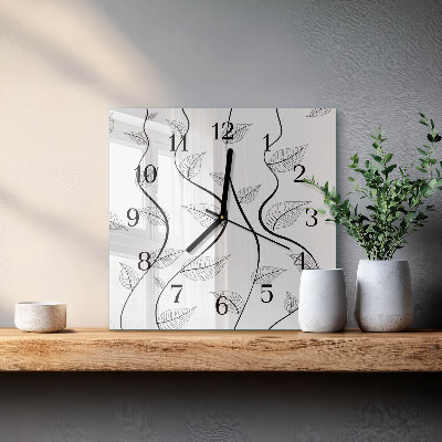 Moderne wanduhr quadratisch Blattkunst