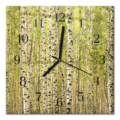 Quadratische wanduhr modern Birkenwald