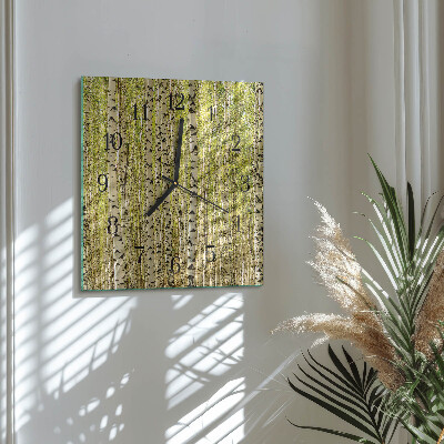 Quadratische wanduhr modern Birkenwald