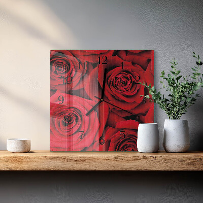 Moderne wanduhr quadratisch Rosen