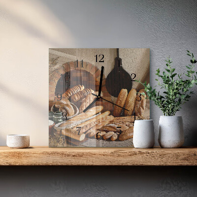 Quadratische wanduhr Brot