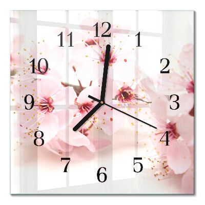 Quadratische wanduhr Blumen
