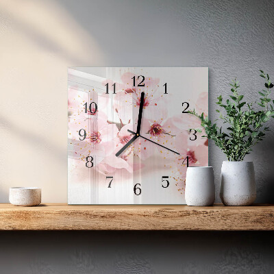 Quadratische wanduhr Blumen
