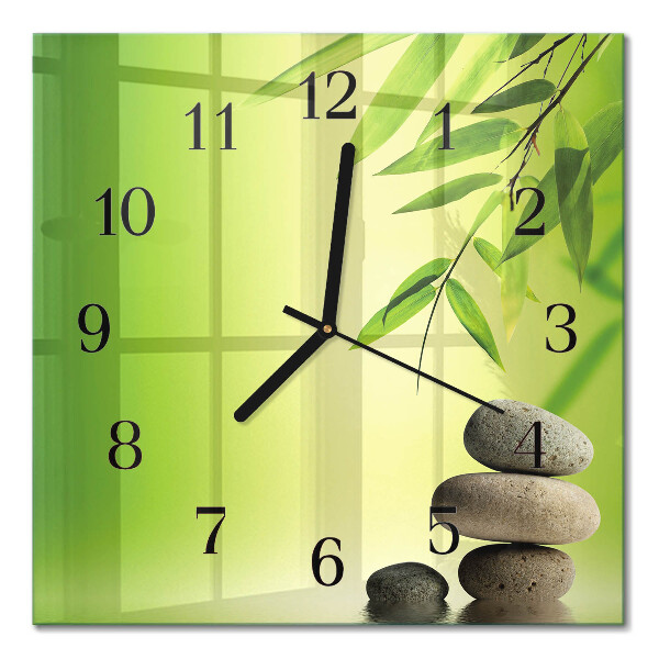 Moderne wanduhr quadratisch Bambussteine