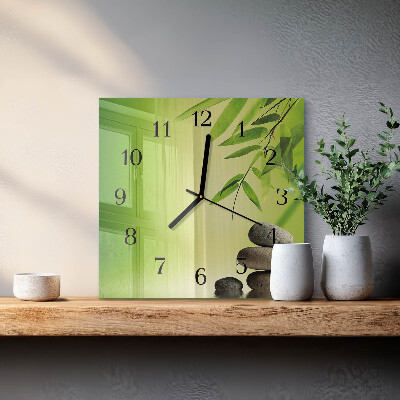 Moderne wanduhr quadratisch Bambussteine