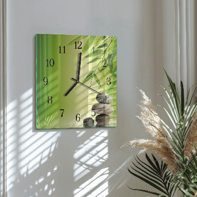 Moderne wanduhr quadratisch Bambussteine