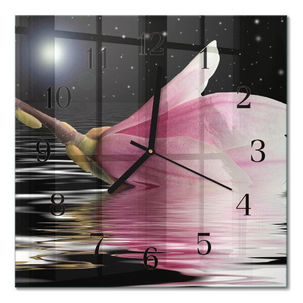 Wanduhr mit motiv quadratisch Magnolienblüte