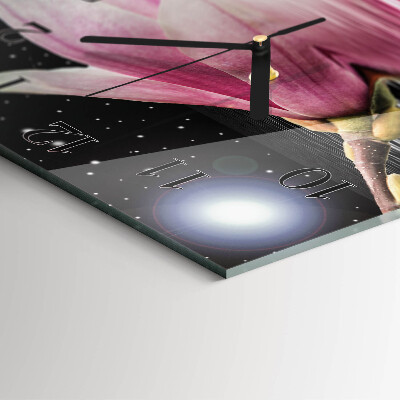 Wanduhr mit motiv quadratisch Magnolienblüte