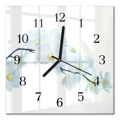 Quadratische wanduhr Orchidee