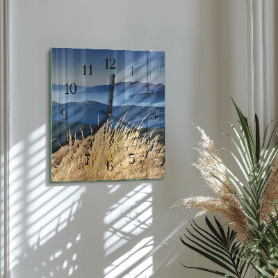 Wanduhr mit motiv quadratisch Berge von Gras