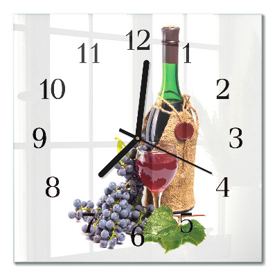 Glasuhr quadratisch Trauben für Wein