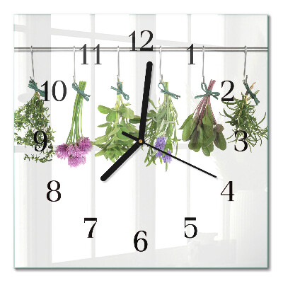 Quadratische wanduhr Kräuter