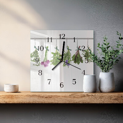 Quadratische wanduhr Kräuter