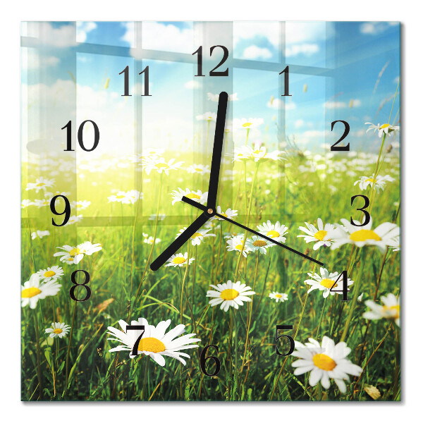 Quadratische wanduhr modern Gänseblümchen