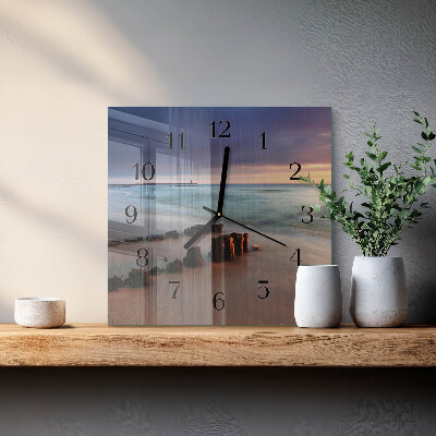 Glasuhr quadratisch Strand Meer