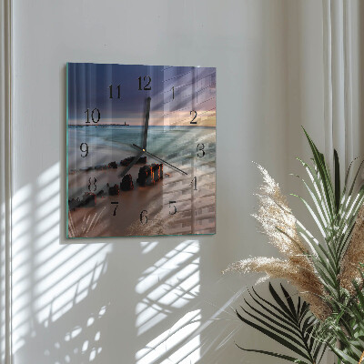 Glasuhr quadratisch Strand Meer