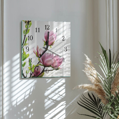 Wanduhr mit motiv quadratisch Magnolienblüte