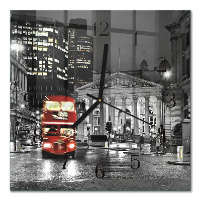 Glasuhr quadratisch Londoner Bus