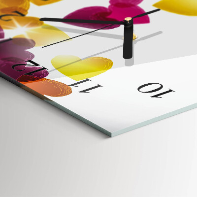 Quadratische wanduhr modern Bunte Herzen