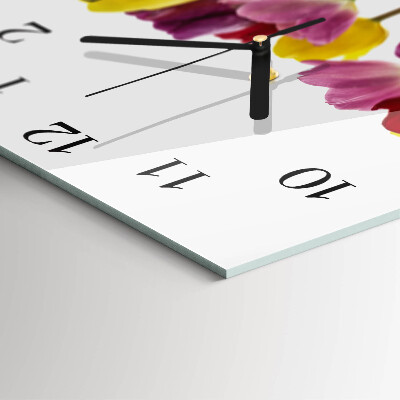 Moderne wanduhr quadratisch Bunte Tulpen