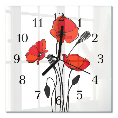 Wanduhr mit motiv quadratisch Mohn