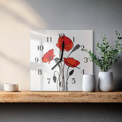 Wanduhr mit motiv quadratisch Mohn