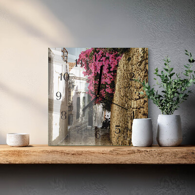 Quadratische wanduhr modern Blumenallee