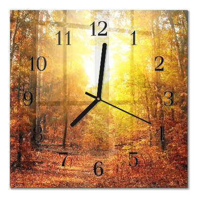 Moderne wanduhr quadratisch Herbstwald