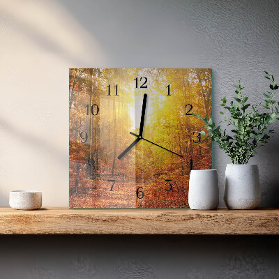 Moderne wanduhr quadratisch Herbstwald