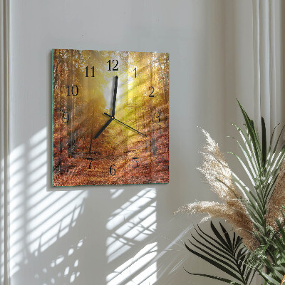 Moderne wanduhr quadratisch Herbstwald