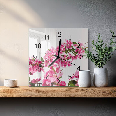 Wanduhr mit motiv quadratisch Blumen
