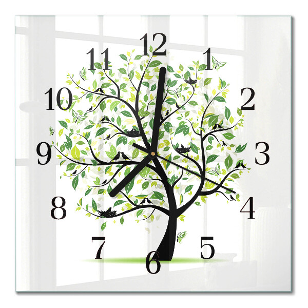 Quadratische wanduhr modern Baum