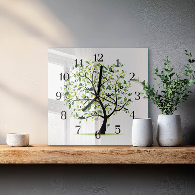 Quadratische wanduhr modern Baum