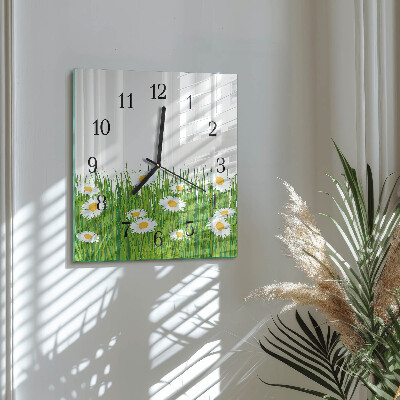 Quadratische wanduhr Gänseblümchen