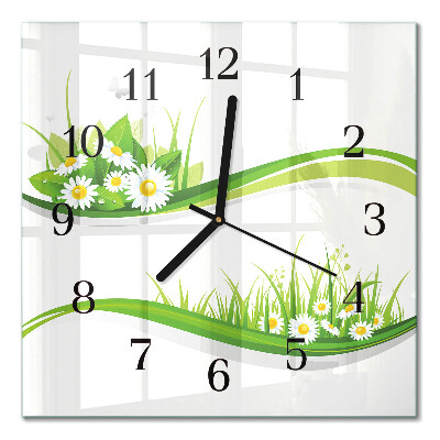 Wanduhr mit motiv quadratisch Gänseblümchen