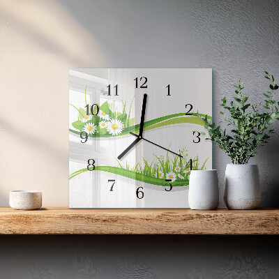 Wanduhr mit motiv quadratisch Gänseblümchen