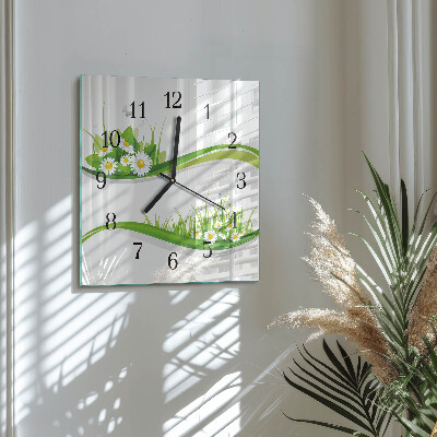 Wanduhr mit motiv quadratisch Gänseblümchen