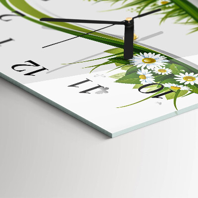 Wanduhr mit motiv quadratisch Gänseblümchen