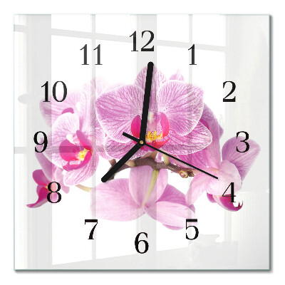 Quadratische wanduhr Orchideen