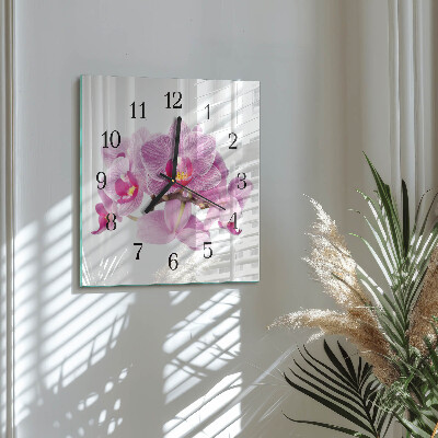 Quadratische wanduhr Orchideen