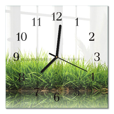 Quadratische wanduhr Gras