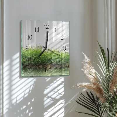Quadratische wanduhr Gras