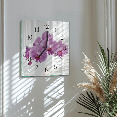 Quadratische wanduhr modern Orchidee