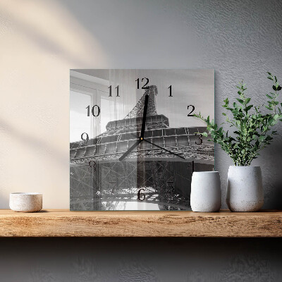 Quadratische wanduhr modern Eiffelturm Paris