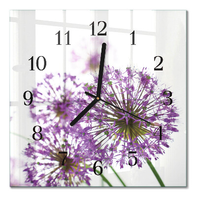 Glasuhr quadratisch Blume