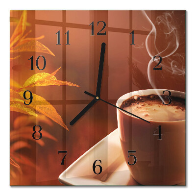 Quadratische wanduhr Kaffee